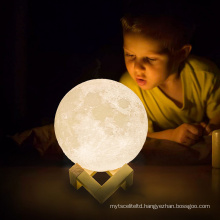 1PCs Rechargeable Moon Lamp Night Light Touch Switch 3 Color Change 3D Print Lamp Moon Bedroom Bookcase Creative Night Lights